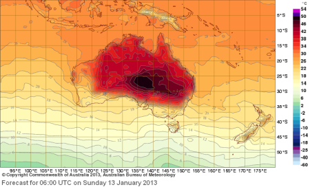 Aust Temps forecast map